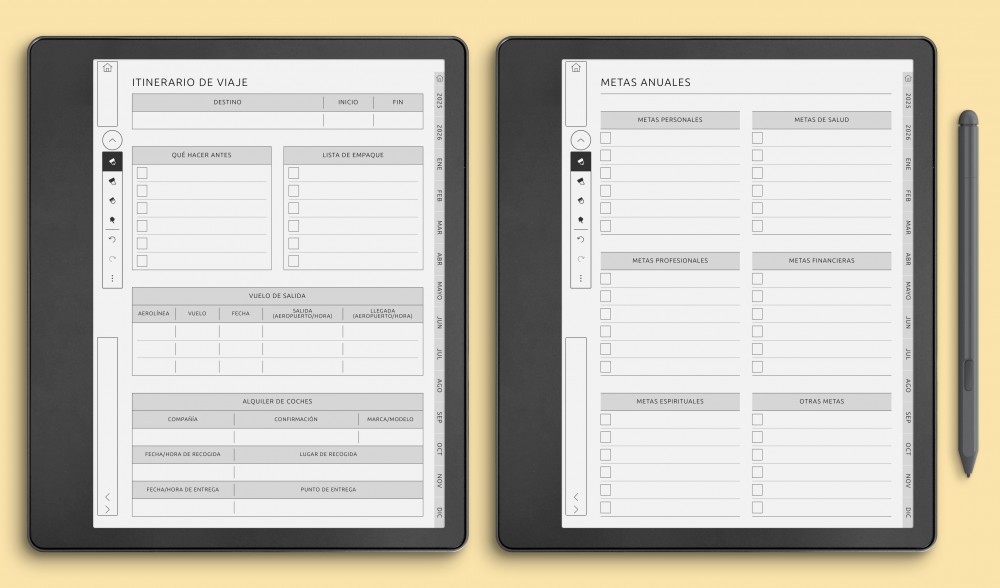 Planificadores de Vida y Objetivos para Kindle Scribe