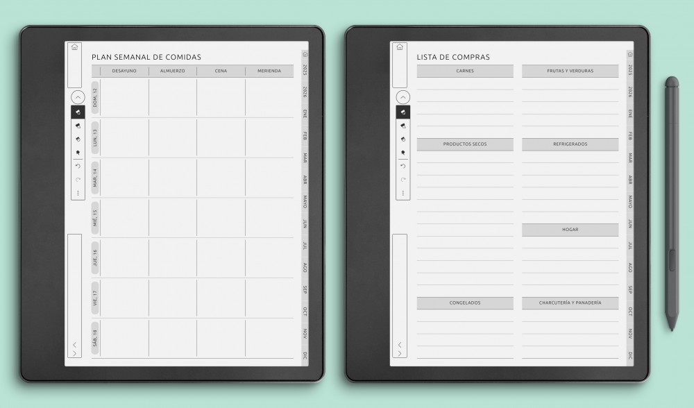 Planificadores de Comidas para Kindle Scribe