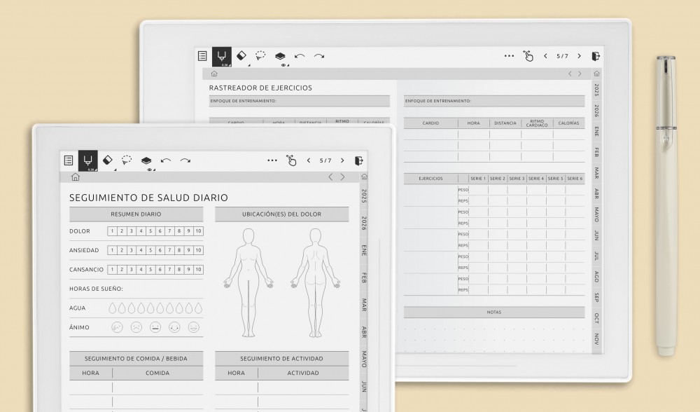Planificadores de Fitness y Bienestar para Supernote