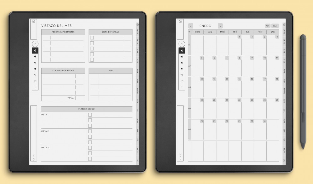 Plantillas Mensuales para Kindle Scribe