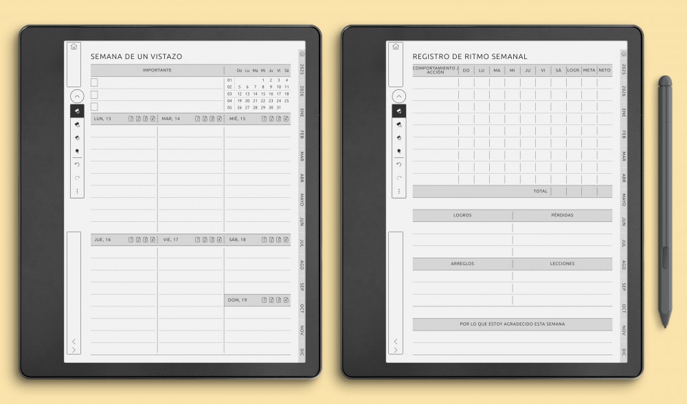 Planificadores Semanales para Kindle Scribe