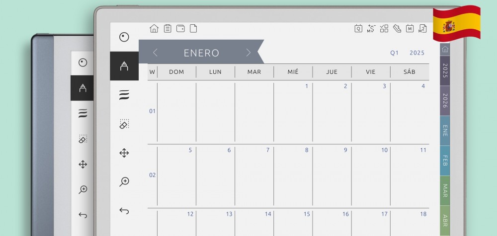 Calendario Mensual reMarkable (5 años) yy - yy+5