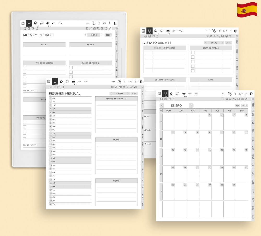 Mejore la gestión mensual for Supernote Planner Mejore la gestión mensual Template for Supernote