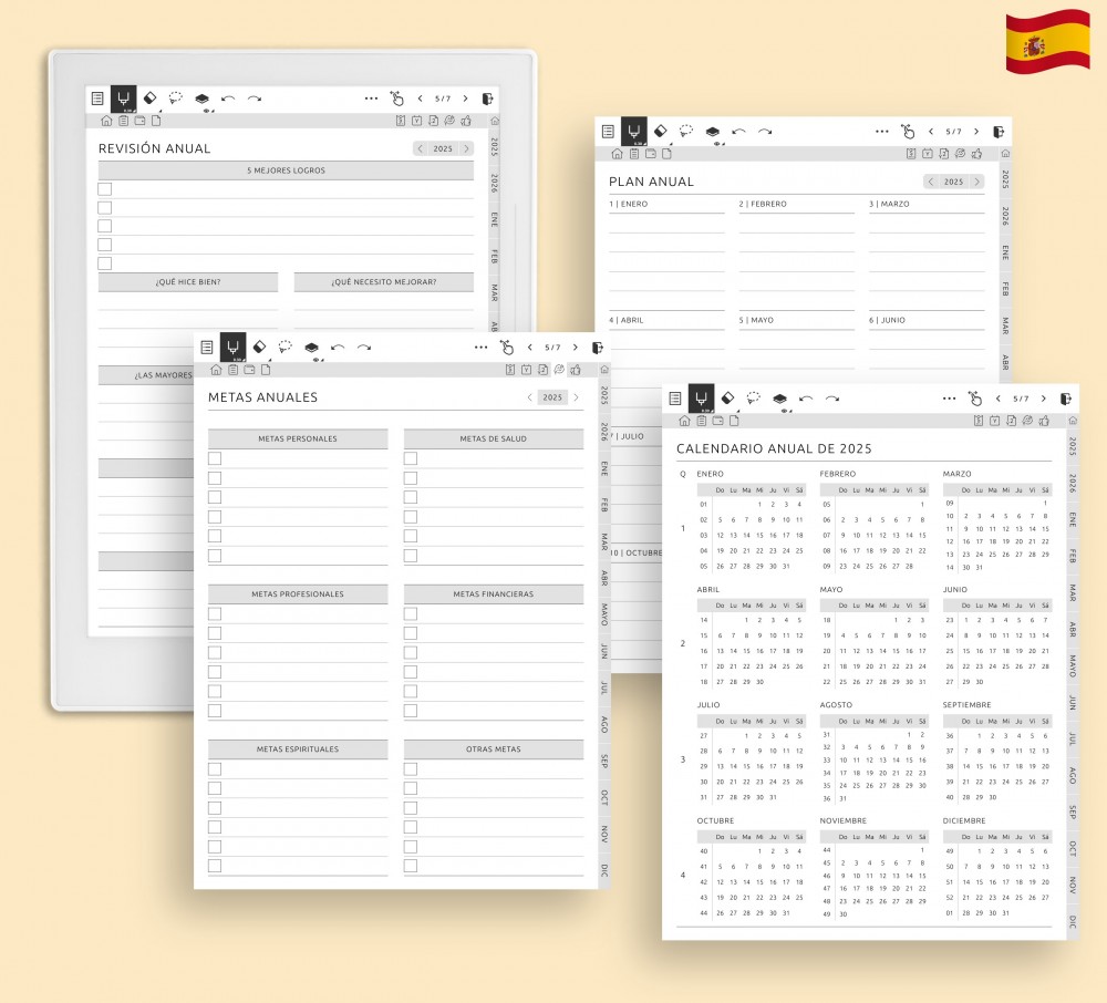 Organícese anualmente con precisión for Supernote Planner Organícese anualmente con precisión Template for Supernote