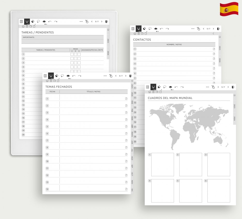 Personalice sus secciones y pestañas for Supernote Planner Personalice sus secciones y pestañas Template for Supernote