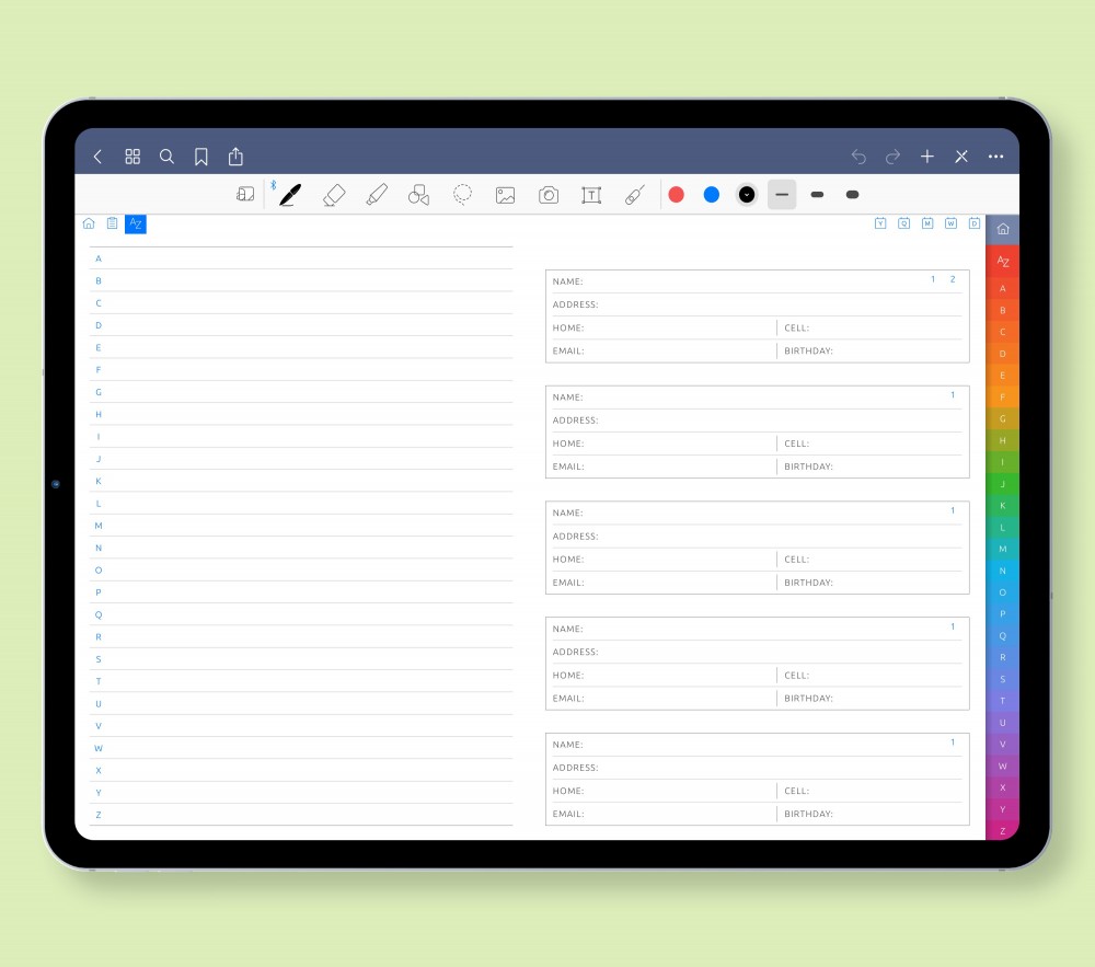 Alphabetical Tabs  for Digital Planner