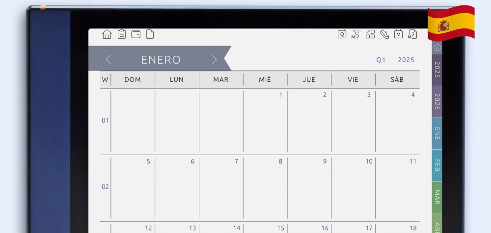ONYX BOOX - Calendario Mensual para 5 años