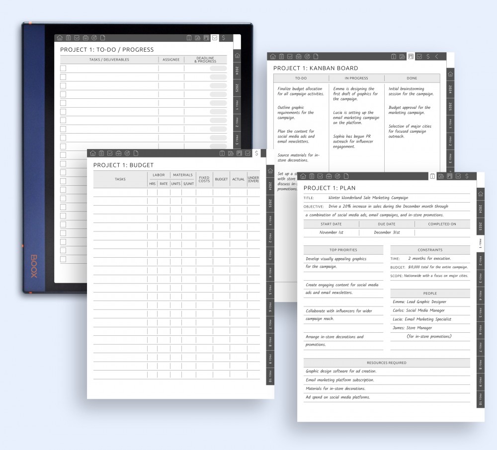 Effortless Project Management Template for Boox Note