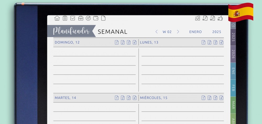 Planificador semanal para Onyx Boox