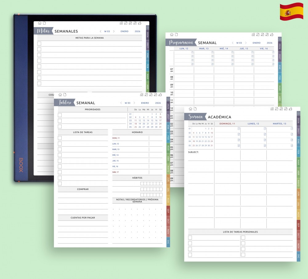 📆 Mantén tu semana organizada Template for Boox Note