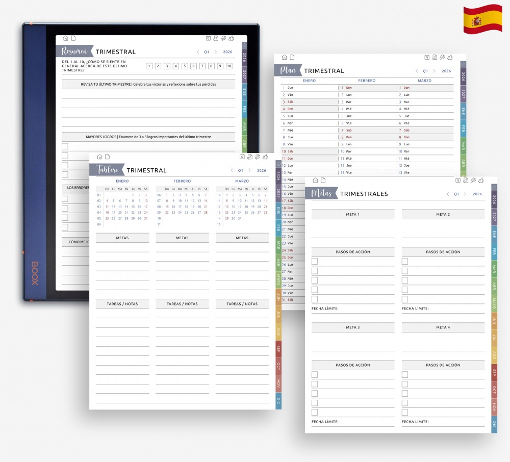 🗓️ Fija tus objetivos por trimestre Template for Boox Note