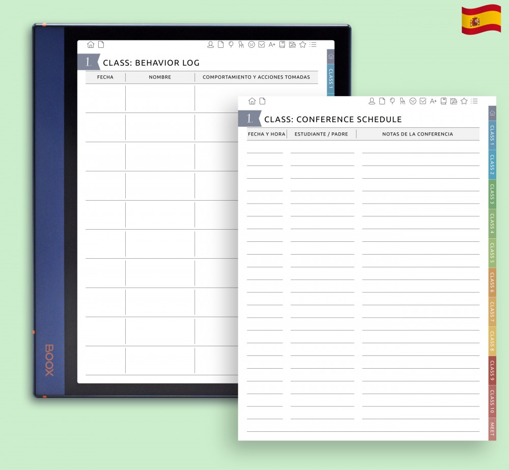 📋 Registra reuniones y comportamiento de los alumnos Template for Boox Note