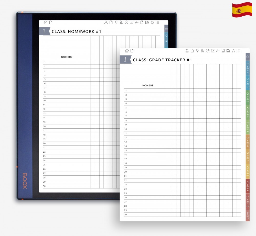 🧮 Supervisa las tareas y las calificaciones con facilidad Template for Boox Note