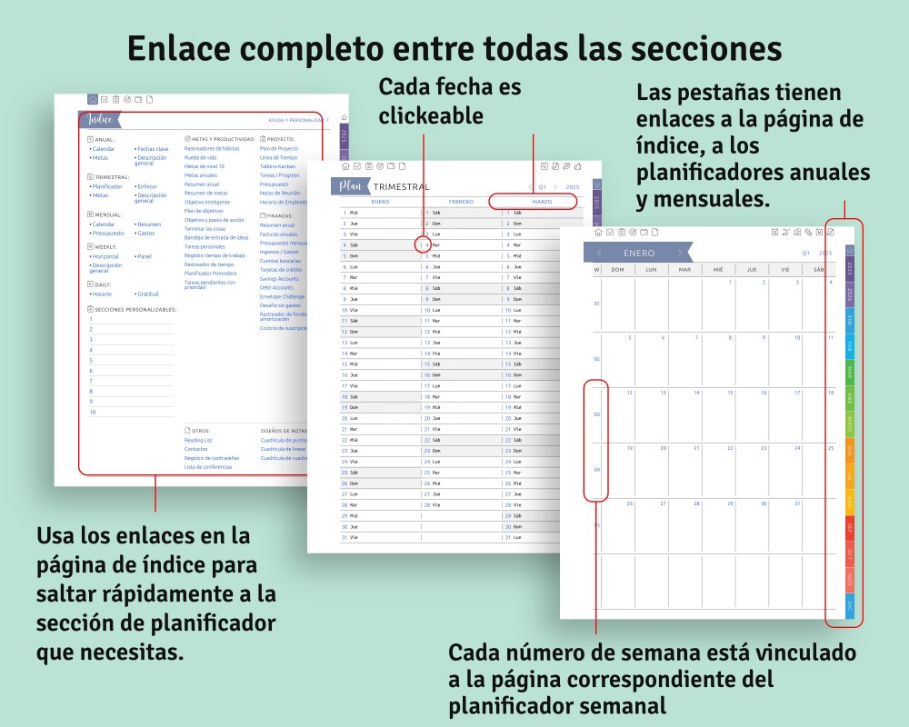 Navegación sin complicaciones: Disfruta de una planificación fluida con una estructura de hipervínculos for reMarkable Navegación sin complicaciones: Disfruta de una planificación fluida con una estructura de hipervínculos Template for reMarkable