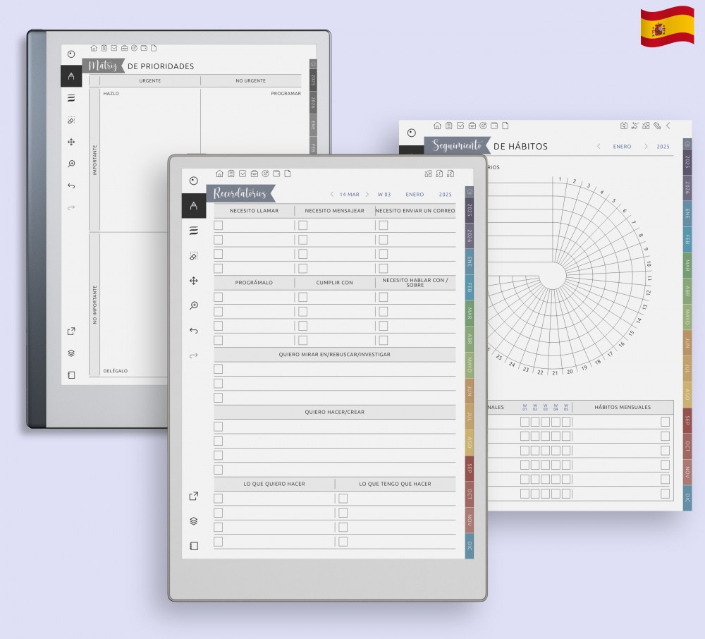 Aumenta tu productividad con rastreadores, recordatorios y avisos for reMarkable Aumenta tu productividad con rastreadores, recordatorios y avisos Template for reMarkable