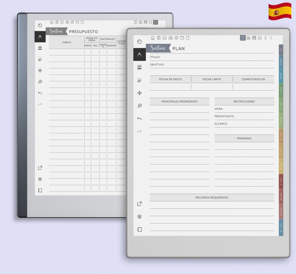 Maximiza la gestión de tus proyectos: 40 páginas personalizables para 10 proyectos for reMarkable Maximiza la gestión de tus proyectos: 40 páginas personalizables para 10 proyectos Template for reMarkable