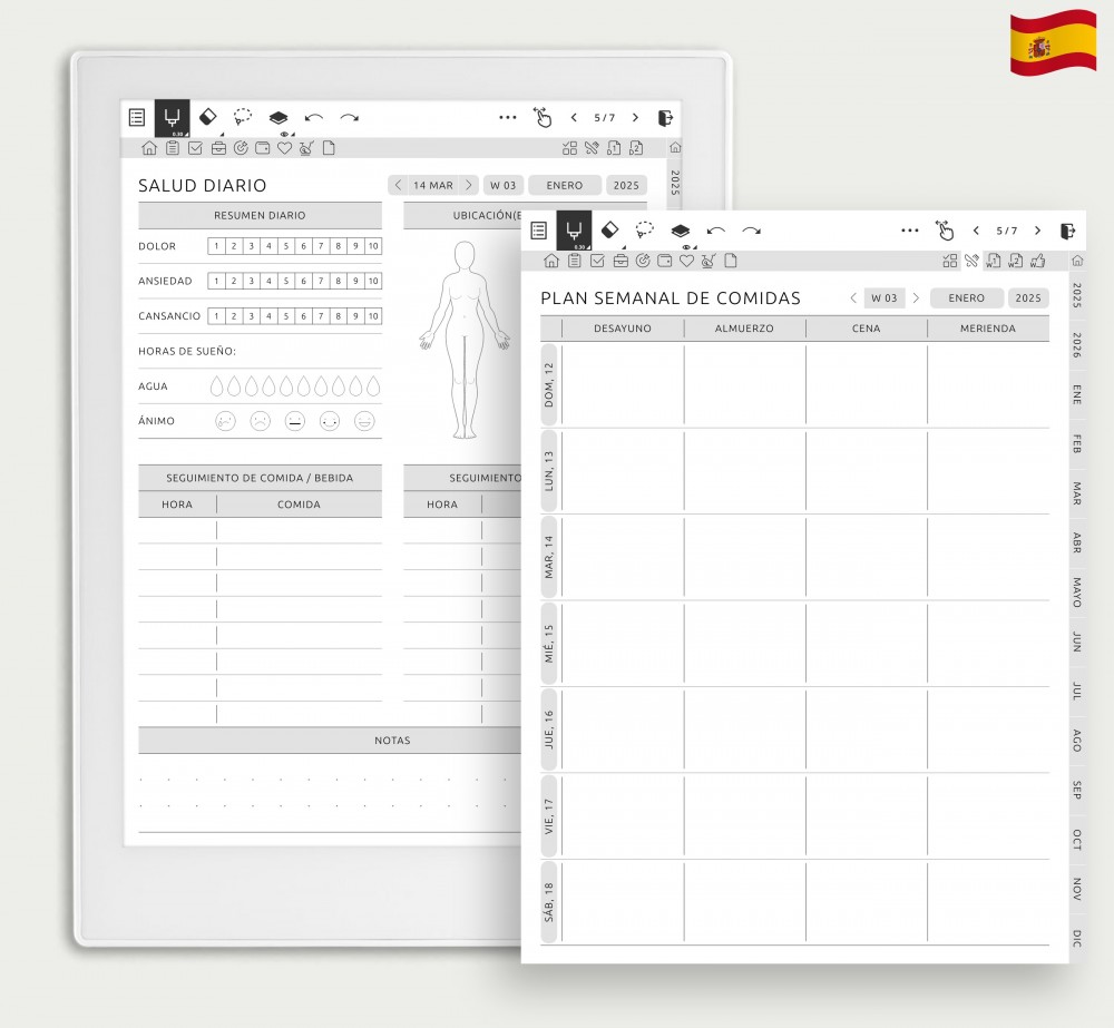 Mejora tu bienestar: potencia tu salud, nutrición y autocuidado for Supernote Planner Mejora tu bienestar: potencia tu salud, nutrición y autocuidado Template for Supernote