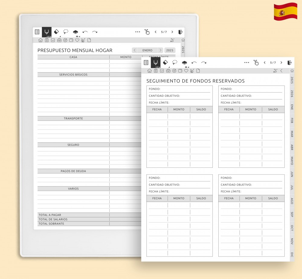 Domina tus finanzas: gestiona tu dinero con 10 plantillas personalizables for Supernote Planner Domina tus finanzas: gestiona tu dinero con 10 plantillas personalizables Template for Supernote