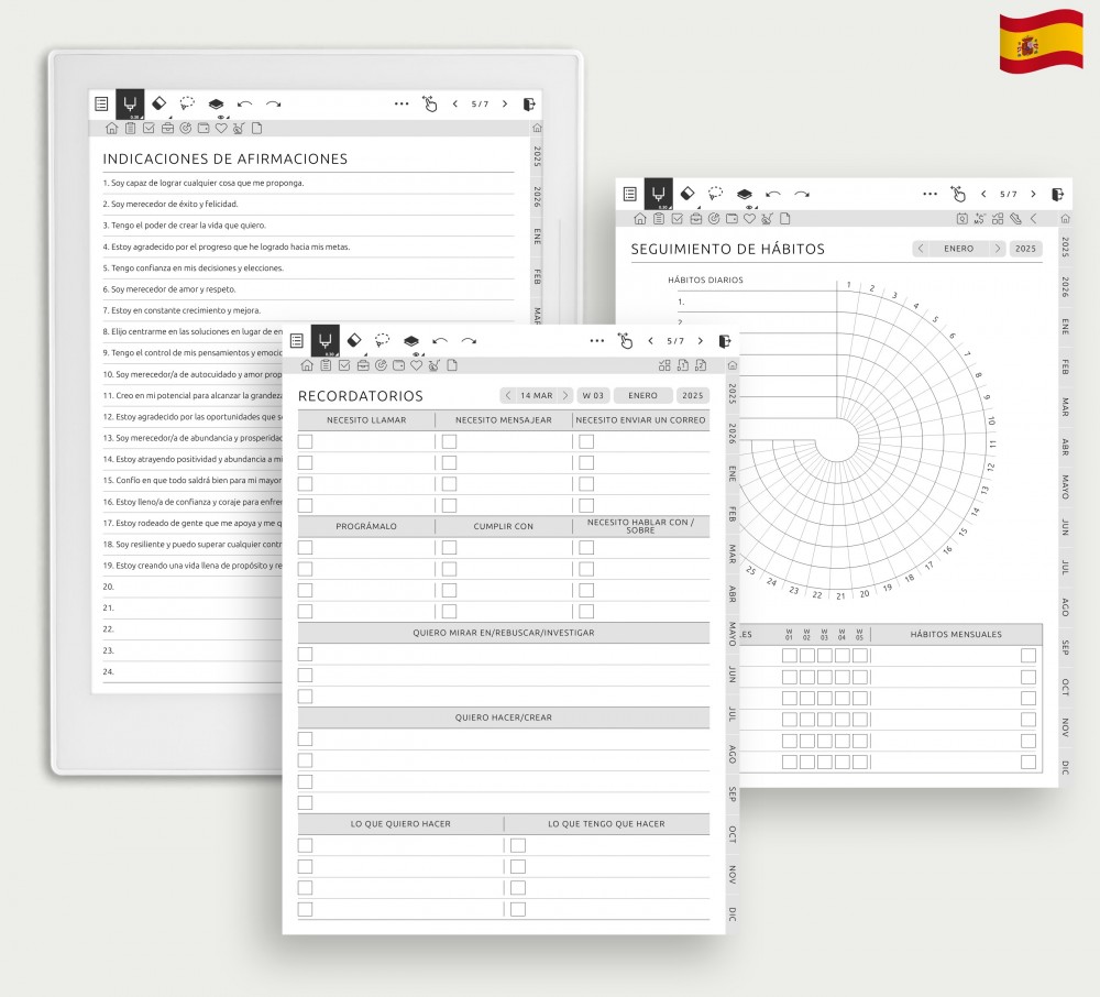 Impulsa tu productividad con rastreadores y recordatorios inteligentes for Supernote Planner Impulsa tu productividad con rastreadores y recordatorios inteligentes Template for Supernote