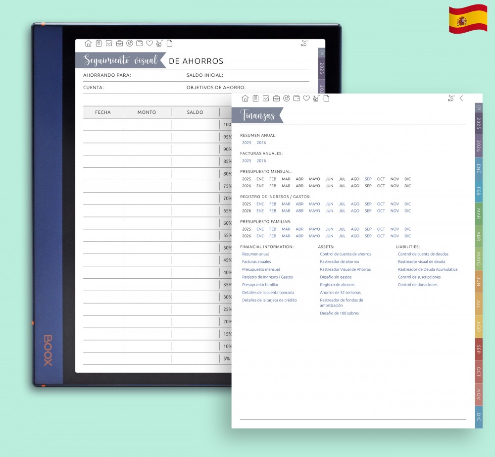Domine sus finanzas for Boox Note Planner Domine sus finanzas Template for Boox Note