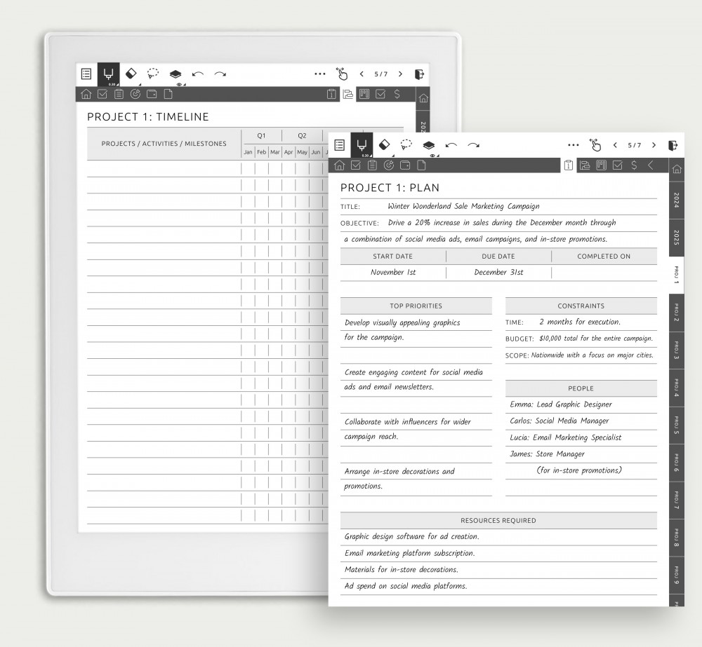 Effortless Project Management: Take Control of Your Tasks with Our Planner for Supernote Planner Effortless Project Management: Take Control of Your Tasks with Our Planner Template for Supernote