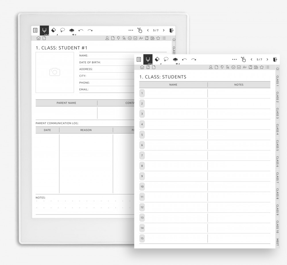 👥 Manage Students Across 10 Class Sections for Supernote Planner 👥 Manage Students Across 10 Class Sections Template for Supernote