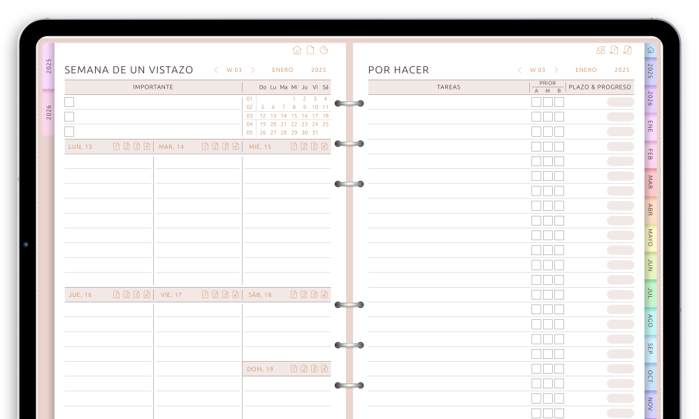 Digital Weekly To-Do Planner in Dark Theme 