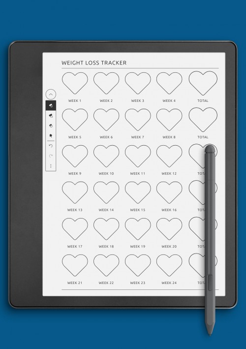 My Heartfelt Weight Loss Tracker template for Kindle Scribe