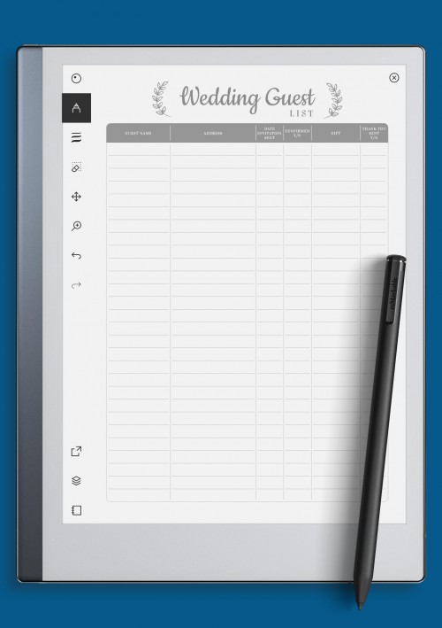 reMarkable Wedding Guest List - Romantic Style