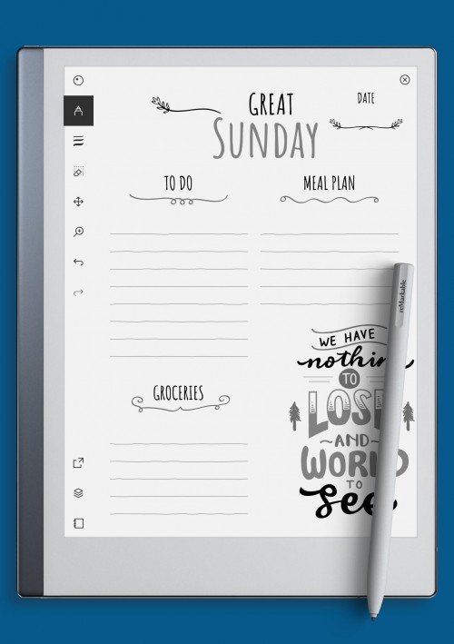 reMarkable Weekly Template with Goal Quotes
