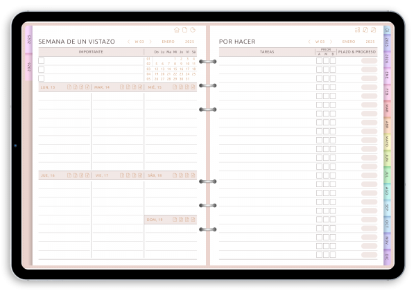 Digital Weekly To-Do Planner in Dark Theme 